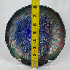 Cobalt blue Fenton carnival glass bowl with peacock pattern
