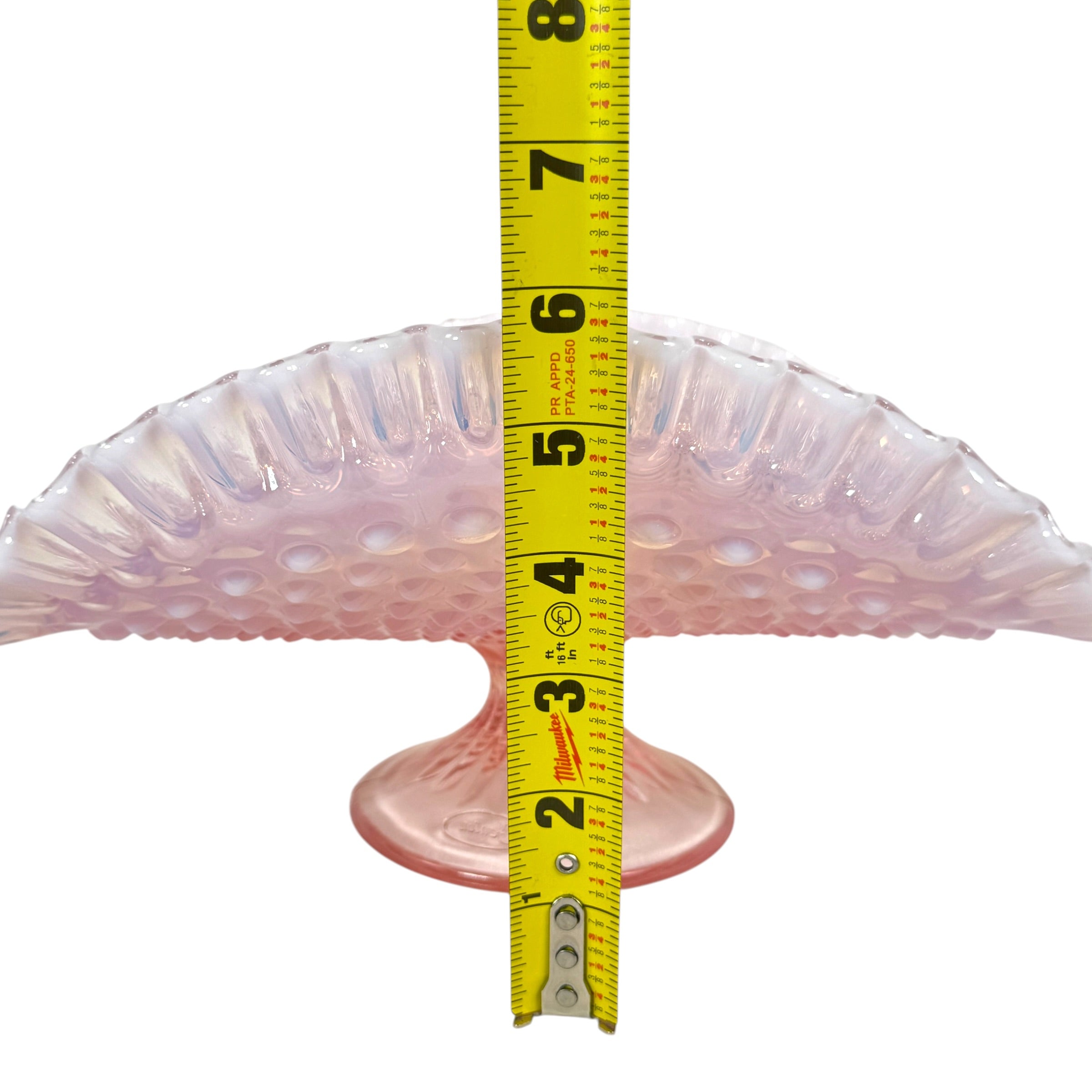Fenton Glass Pink Champagne Opalescent Hobnail Ruffled Banana Boat Dish