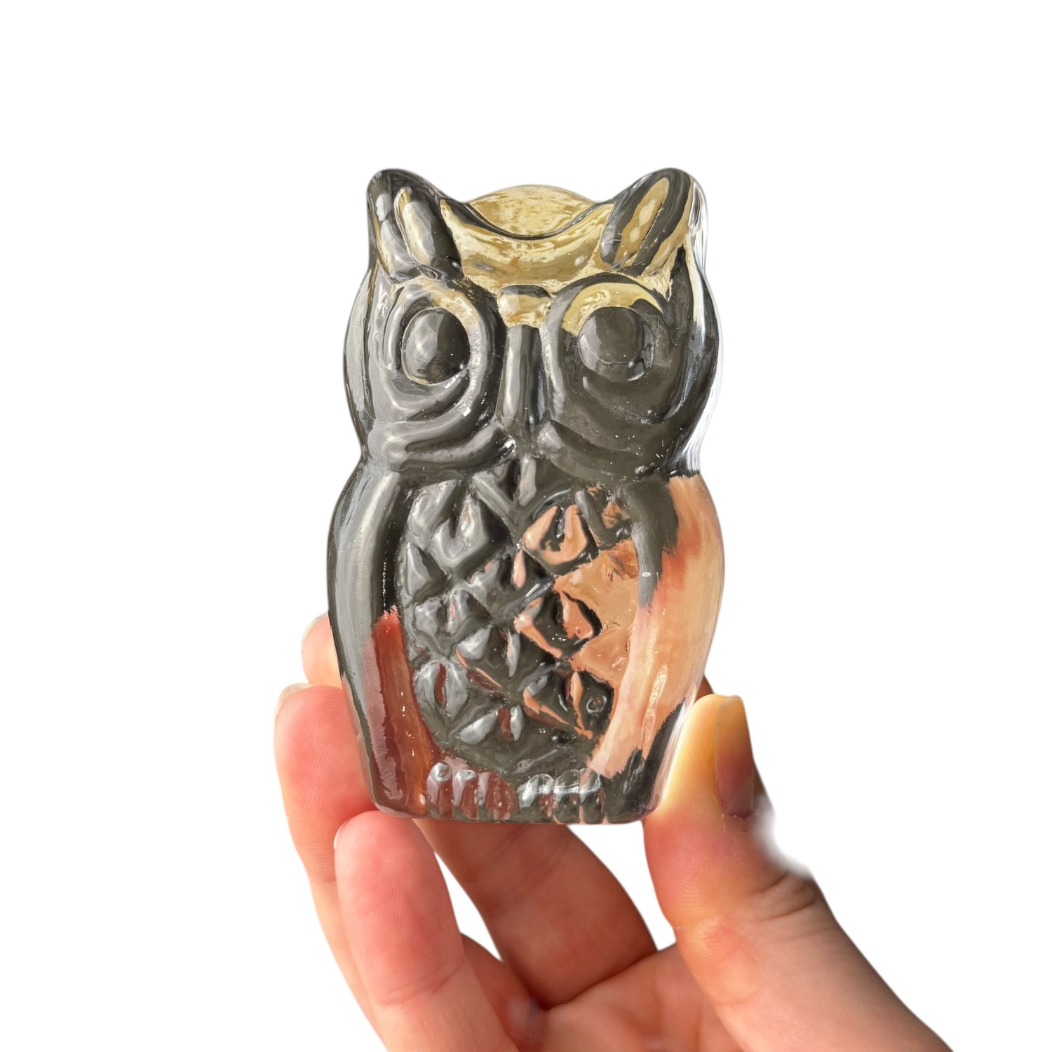 Vintage Viking glass owl paperweight clear glass figurine