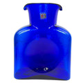 Blenko #384 cobalt blue double-spouted water bottle with original sticker