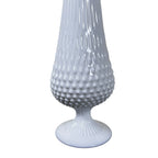 White milk glass pedestal vase Fenton hobnail pattern vintage