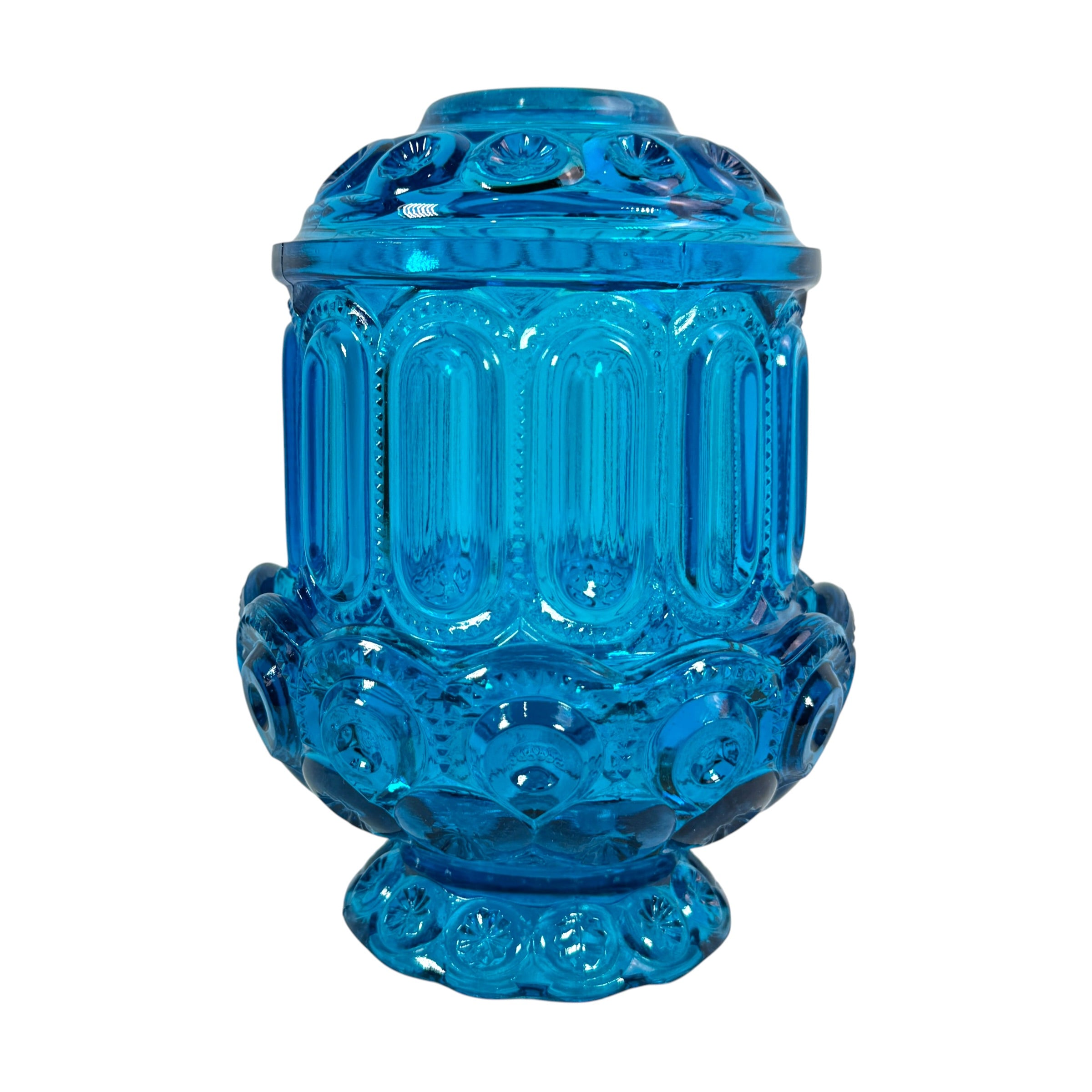Authentic L.E. Smith Peacock Blue Moon and Star fairy lamp