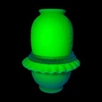 Fenton green Persian Medallion uranium three-piece fairy lamp