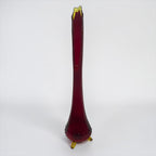 Vintage Viking amberina swung vase ruby red orange glass