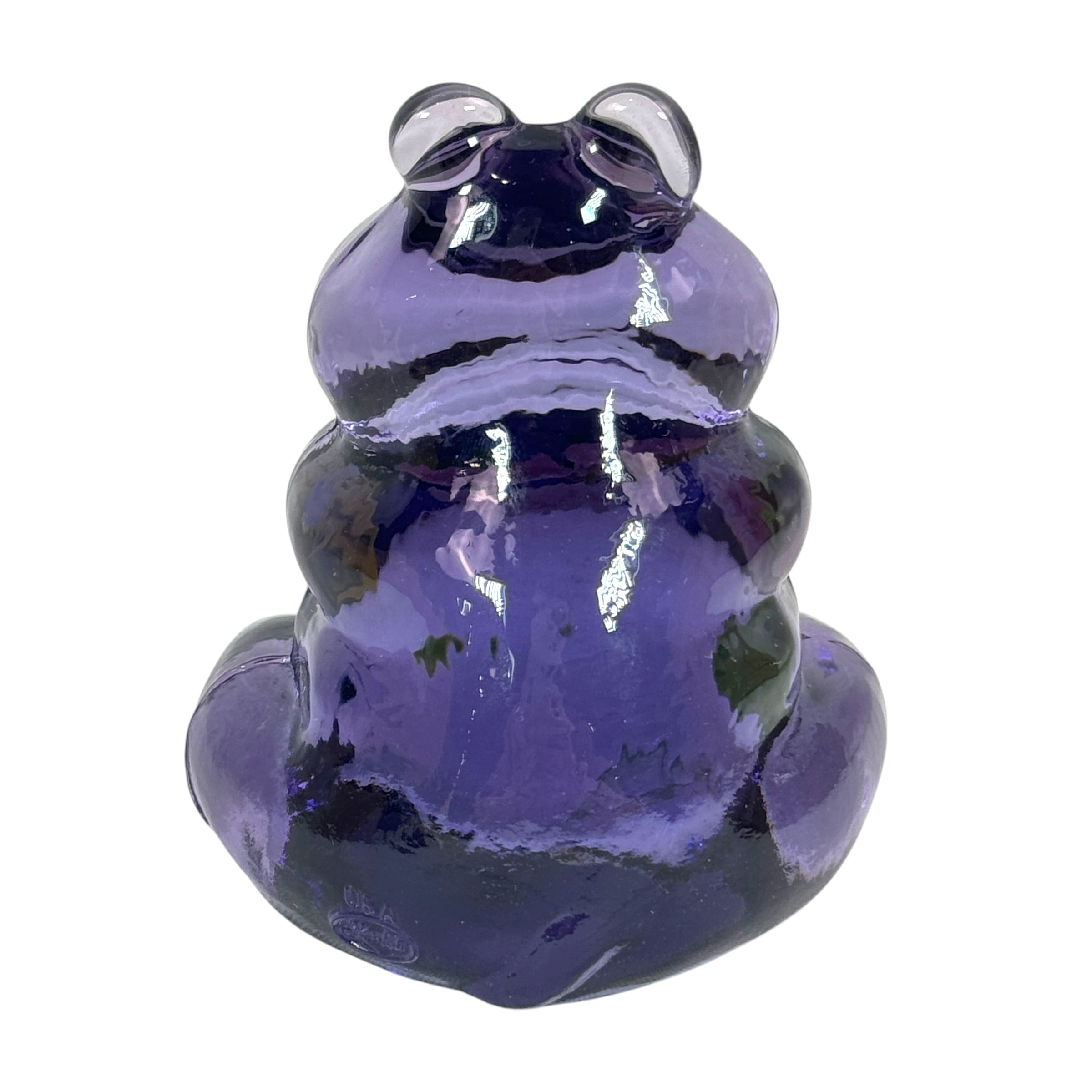 Hand-painted Fenton animal figurine in Purple Amethyst glass