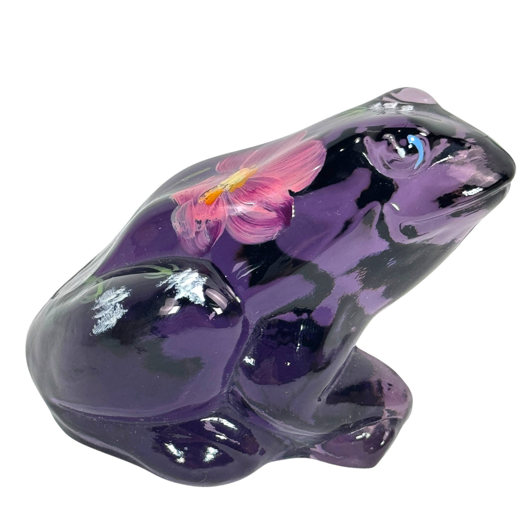Signed limited edition Fenton frog in Purple Amethyst glass