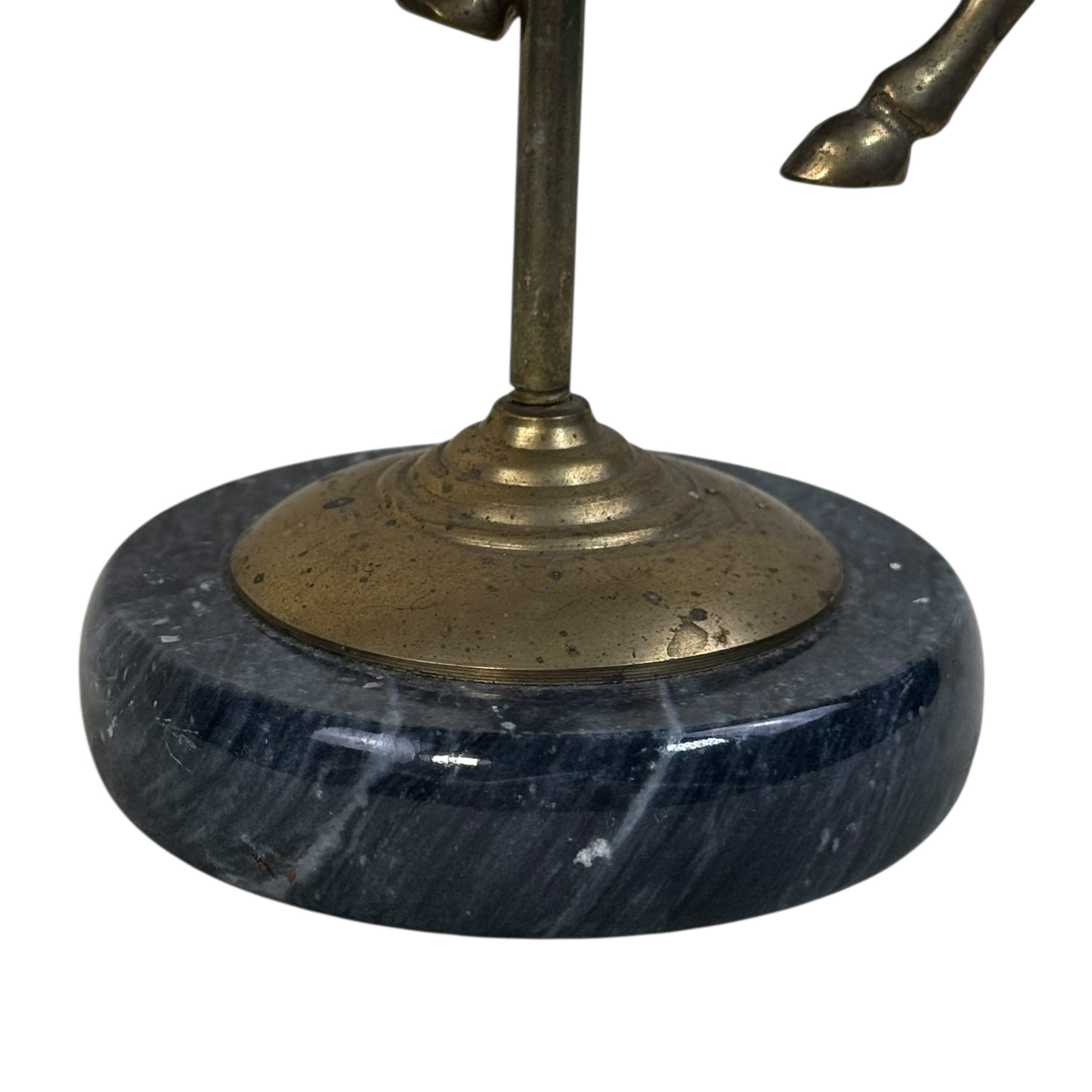 Carousel horse brass sculpture with black marble base
