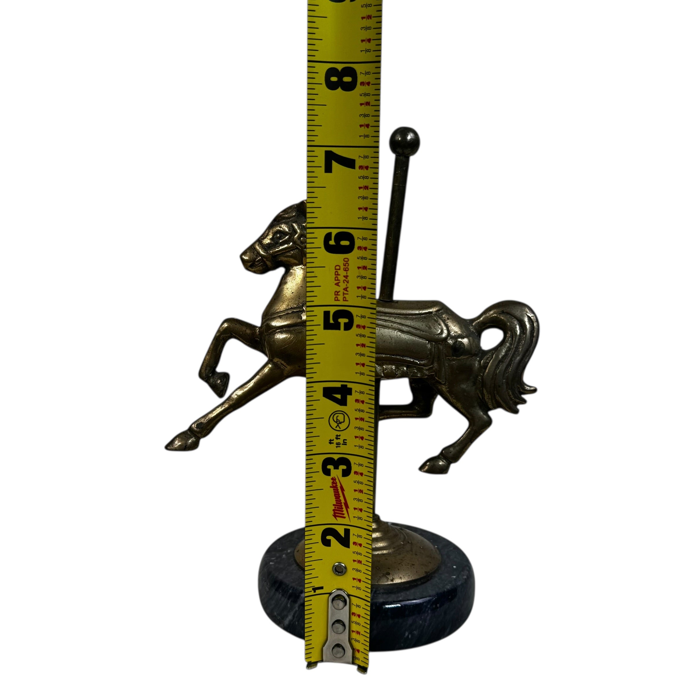 Vintage brass animal figurine horse prancing design