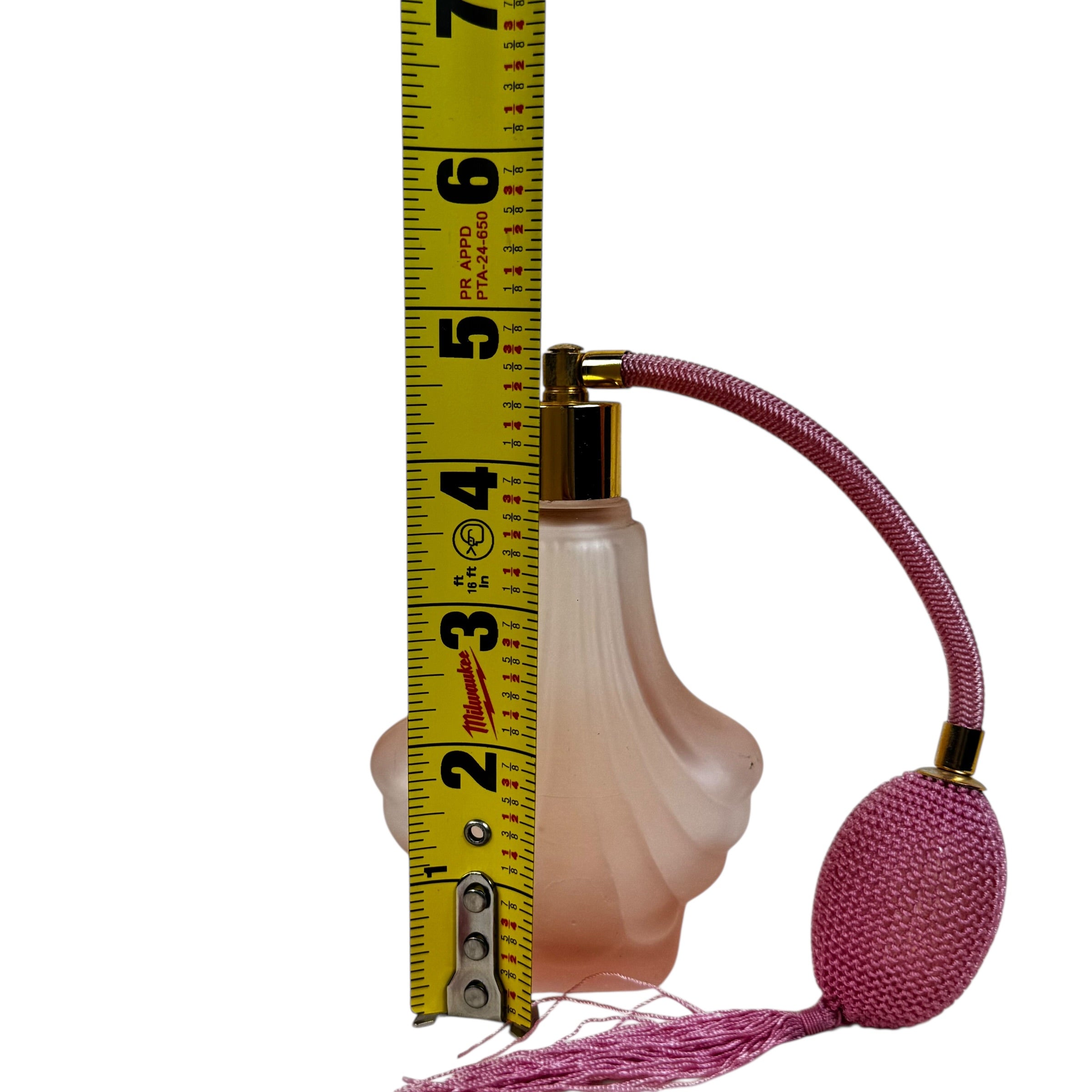 Vintage vanity perfume bottle satin glass pink sprayer