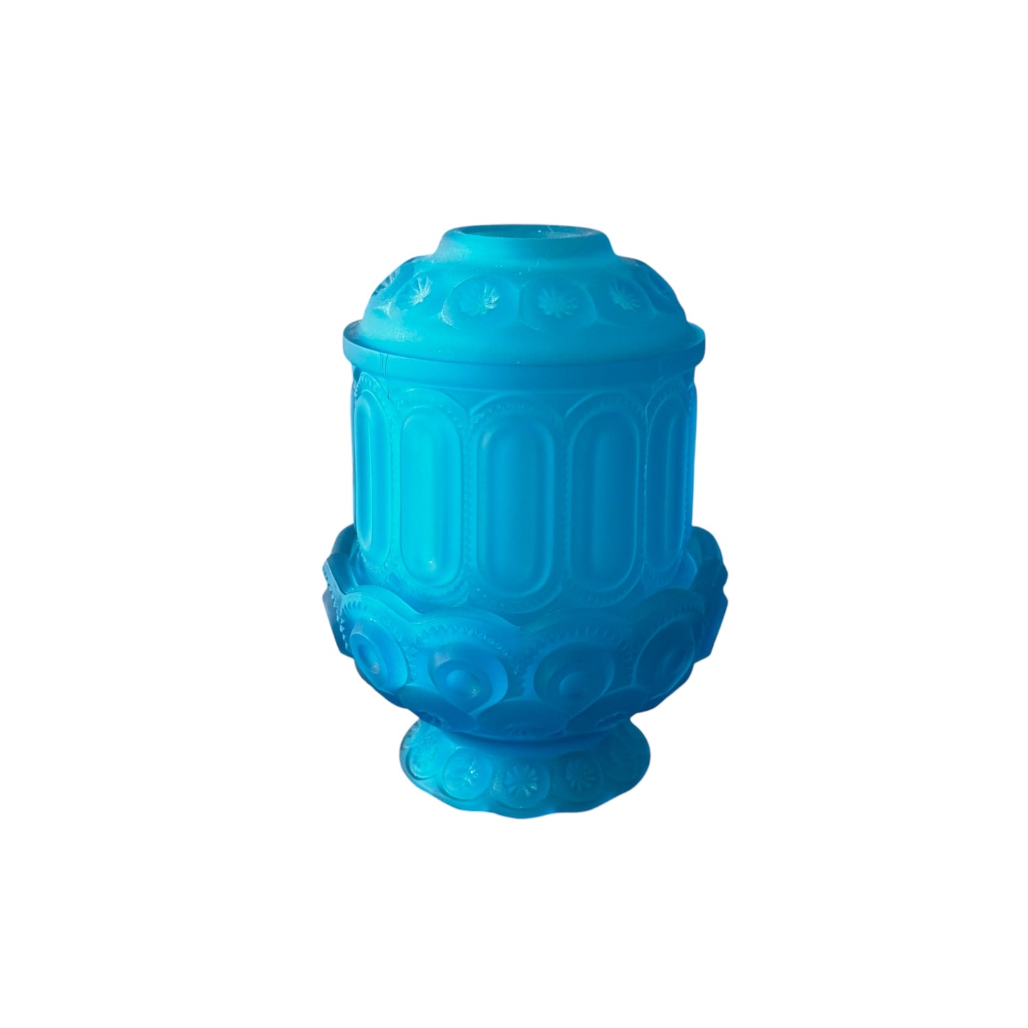 Vintage frosted blue glass fairy lamp collectible