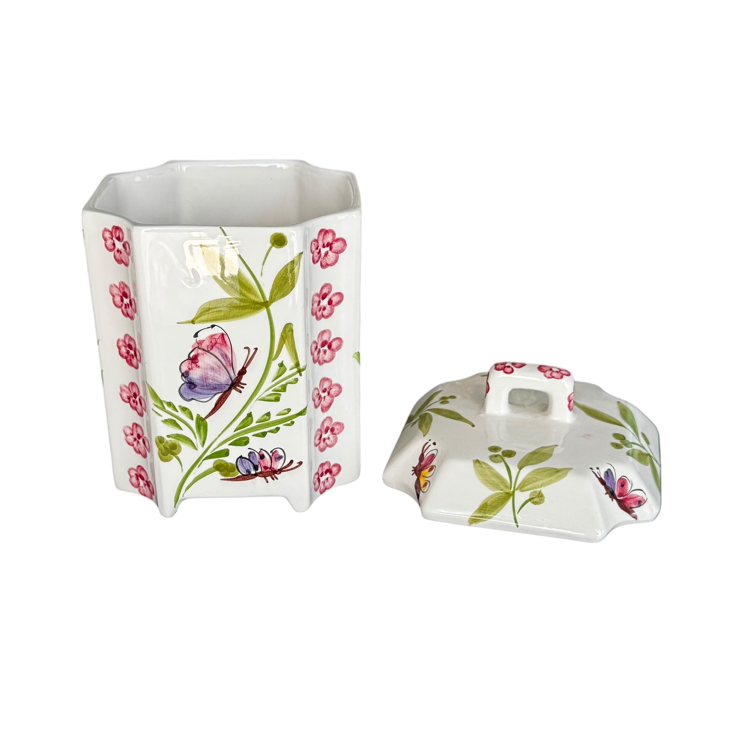 Floral butterfly ceramic kitchen jars by Casafina Portugal