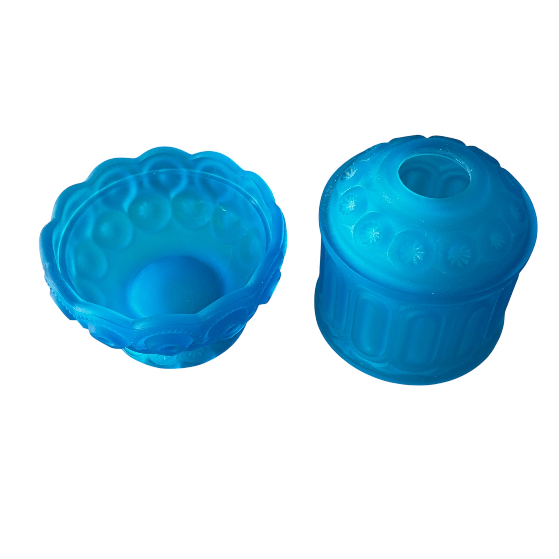 Close-up of embossed Moon and Star pattern on blue fairy lamp