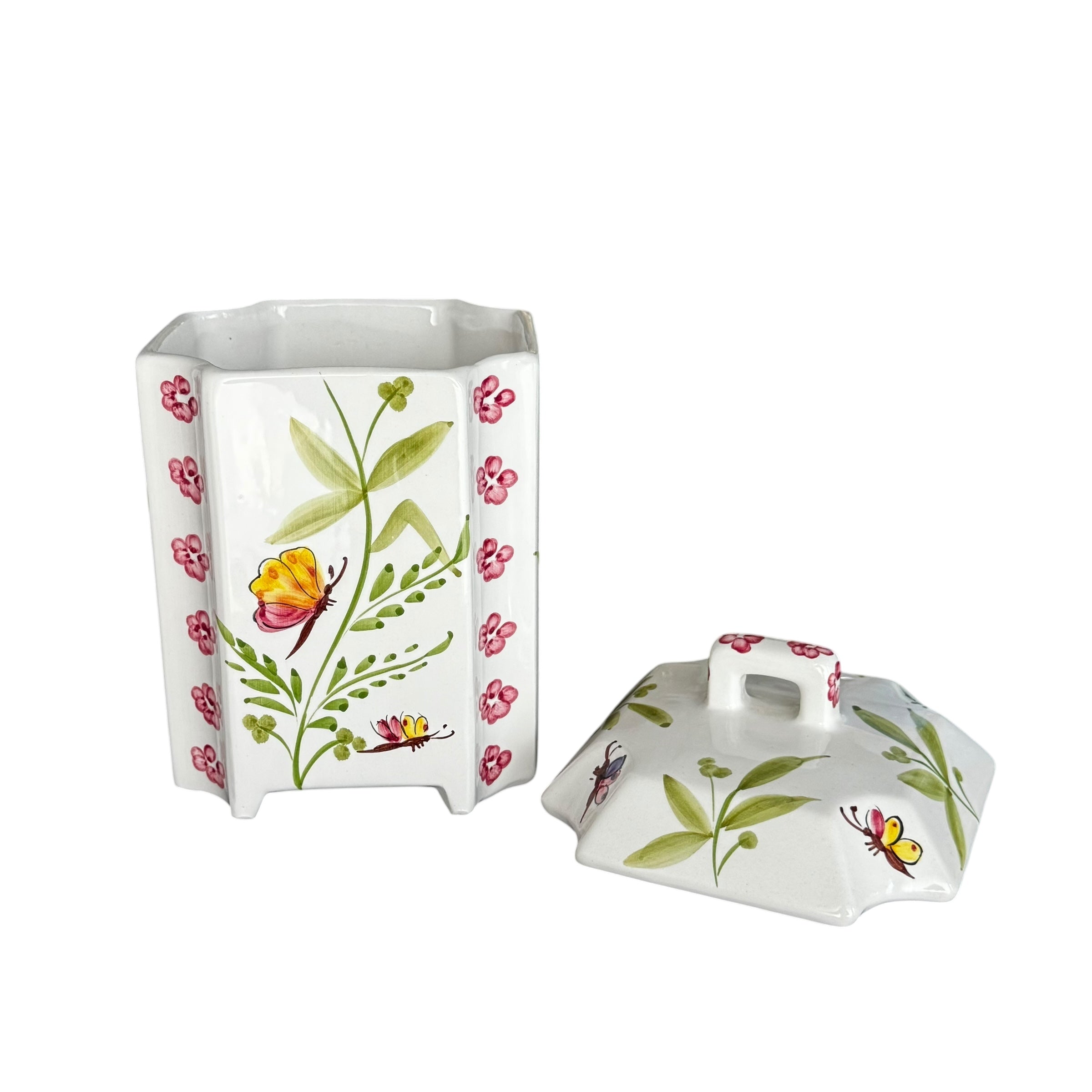 Set of 3 vintage-style handpainted porcelain canisters