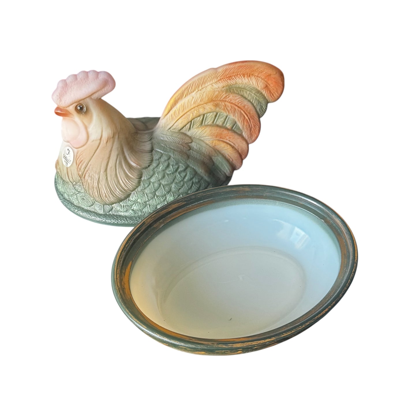 Vintage satin glass rooster figurine by Fenton Art Glass