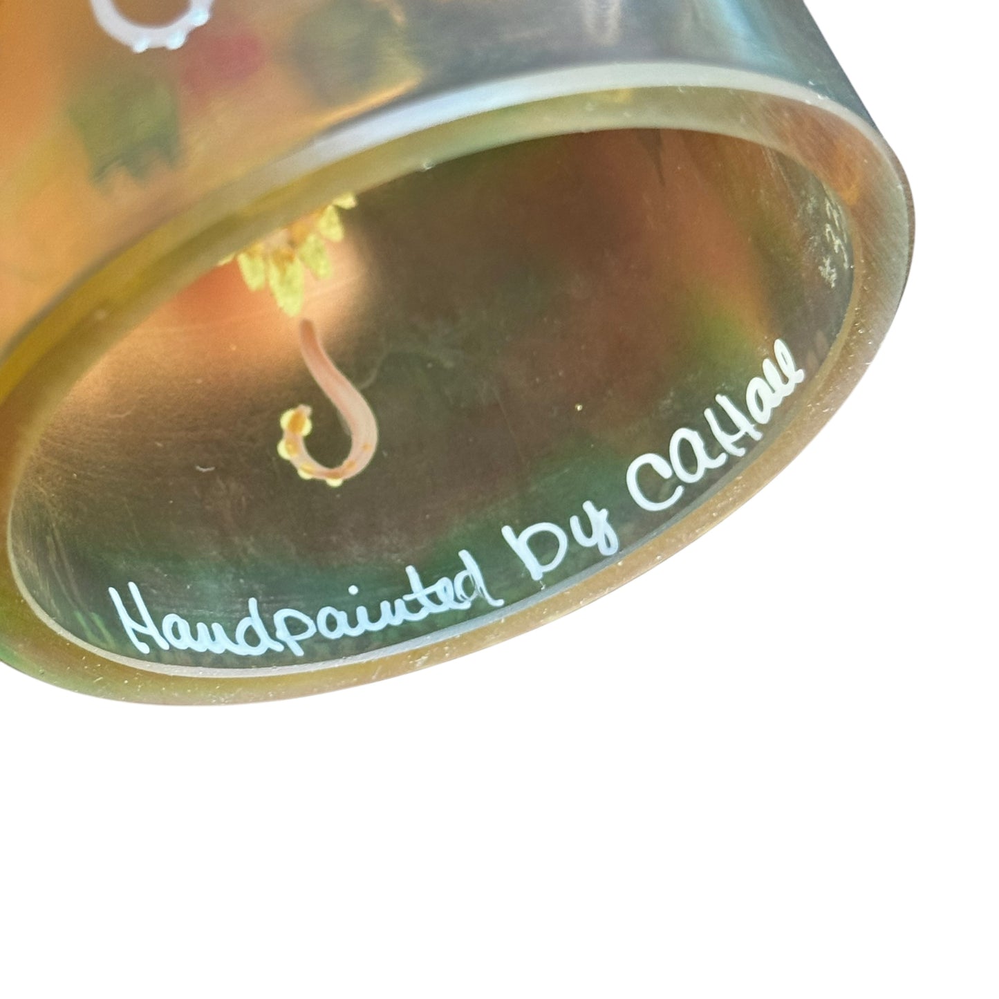 Fenton “Iced Pinecones” Fairy Lamp – Golden Iridescent Hand-Painted Holiday Art Glass