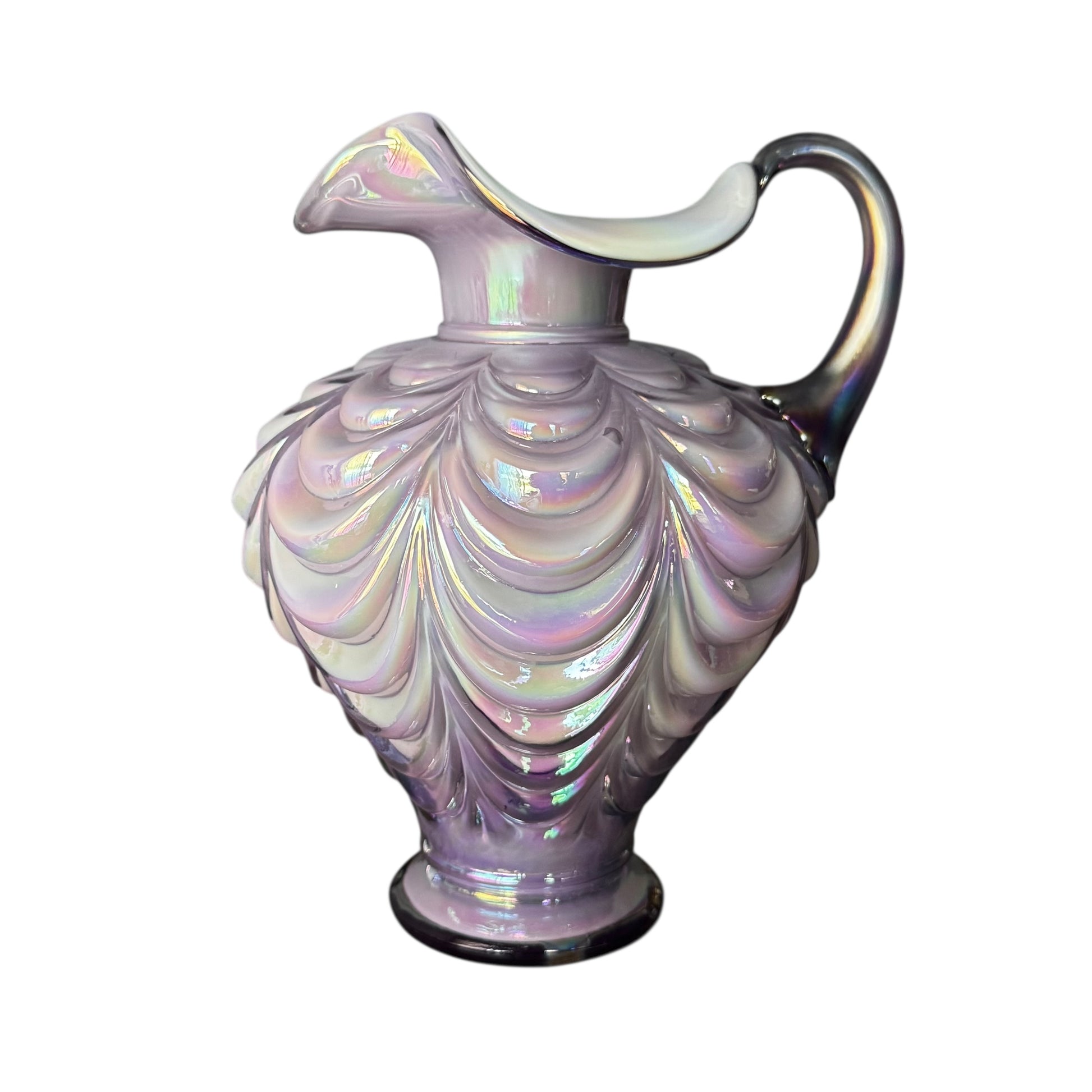 Vintage Fenton opalescent art glass vase in lilac and pearl hues