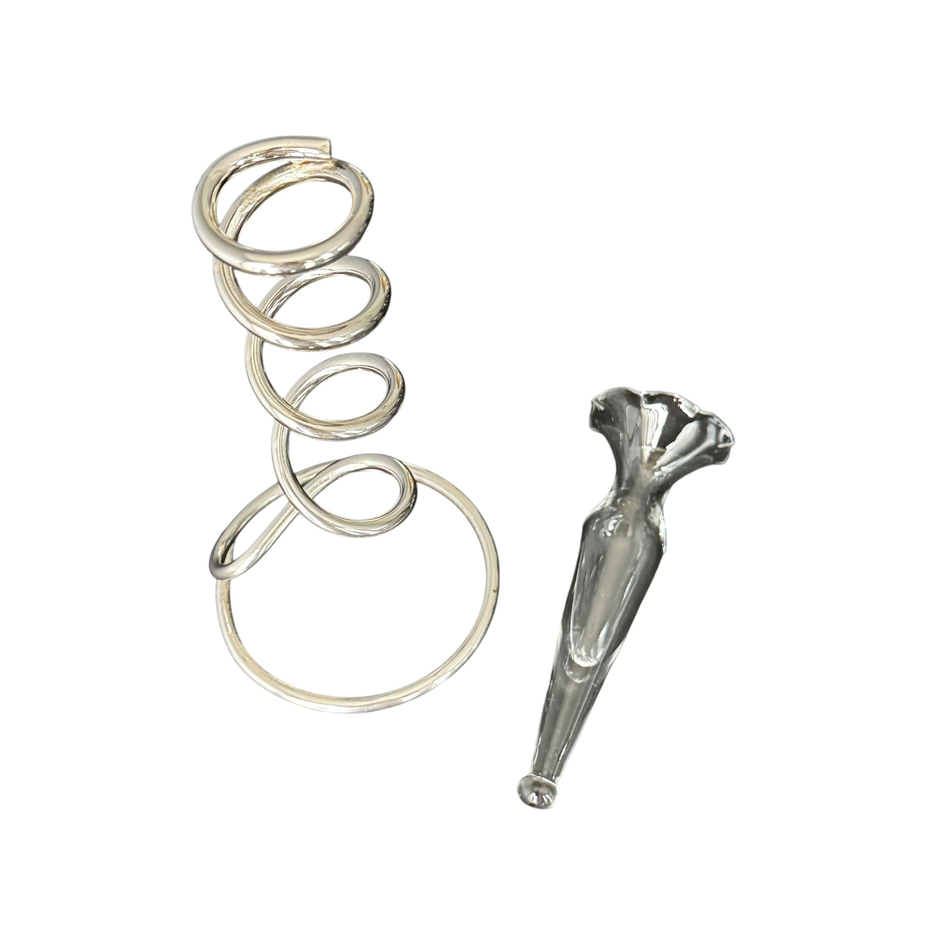 Retro modern silver spiral vase vintage home decor