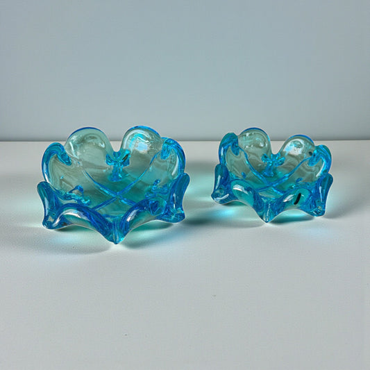 Vintage ocean blue Murano style stacking glass ashtrays