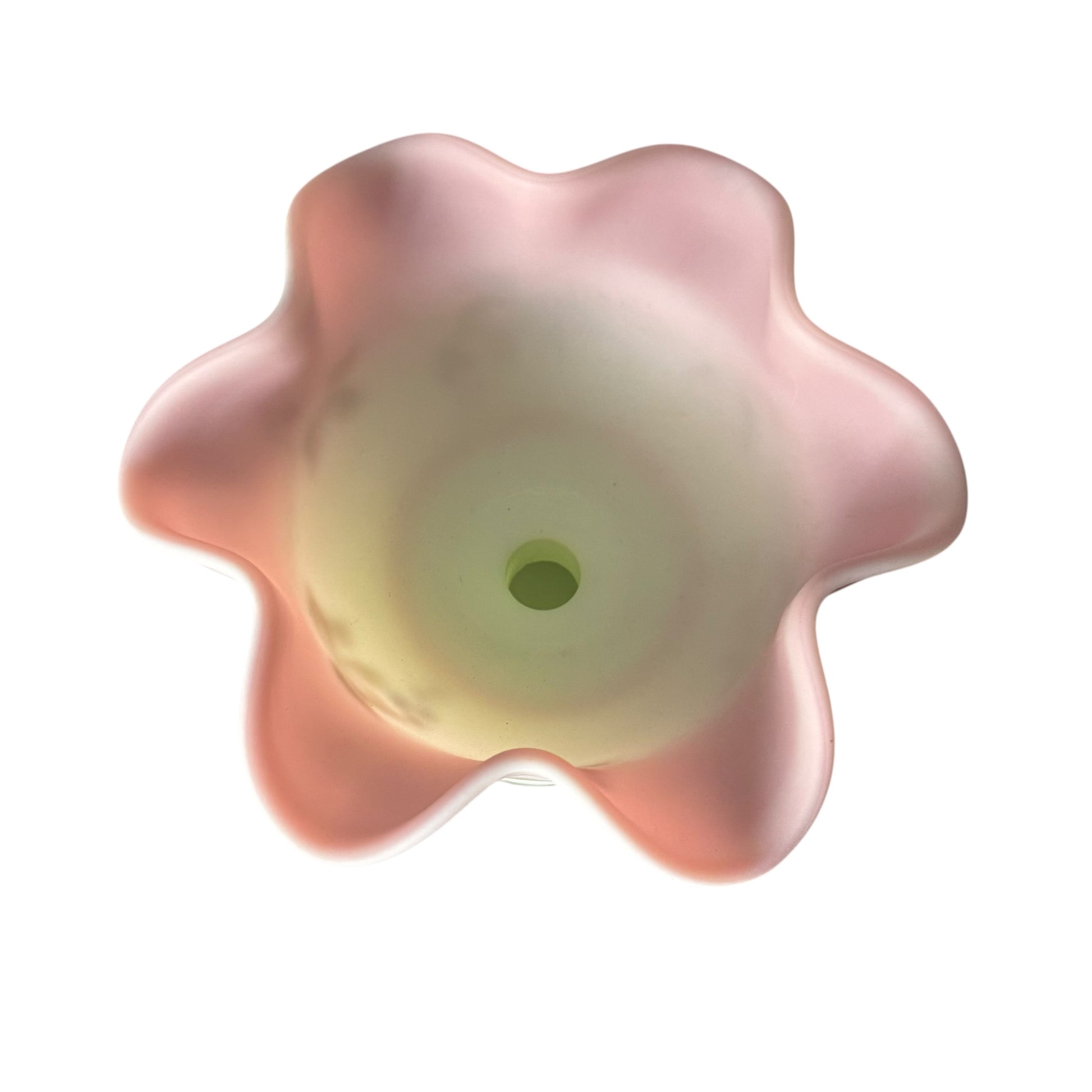 Hand-painted Fenton Lotus Mist centerpiece vase with ruffled edges