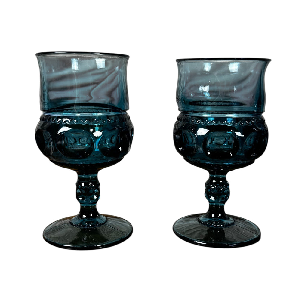 Thumbprint pattern glass goblets Indiana Glass vintage