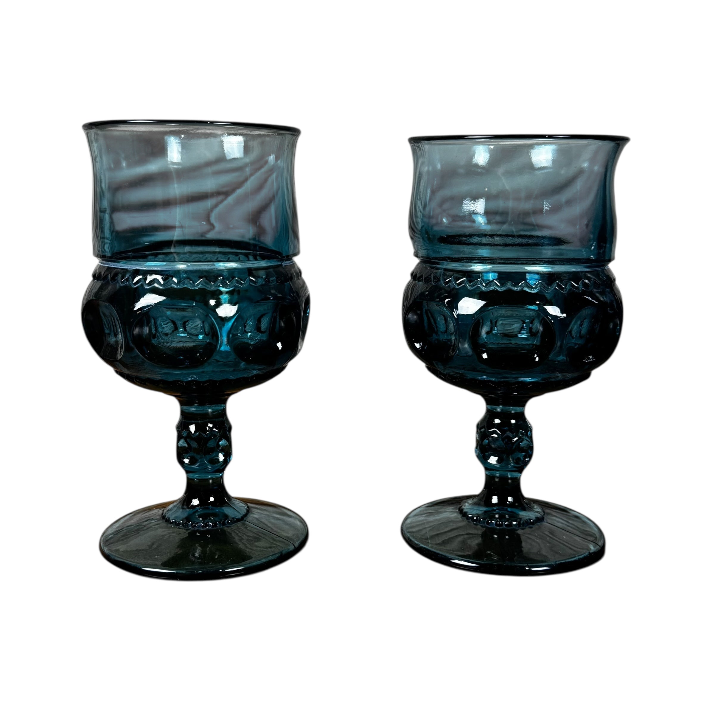 Thumbprint pattern glass goblets Indiana Glass vintage