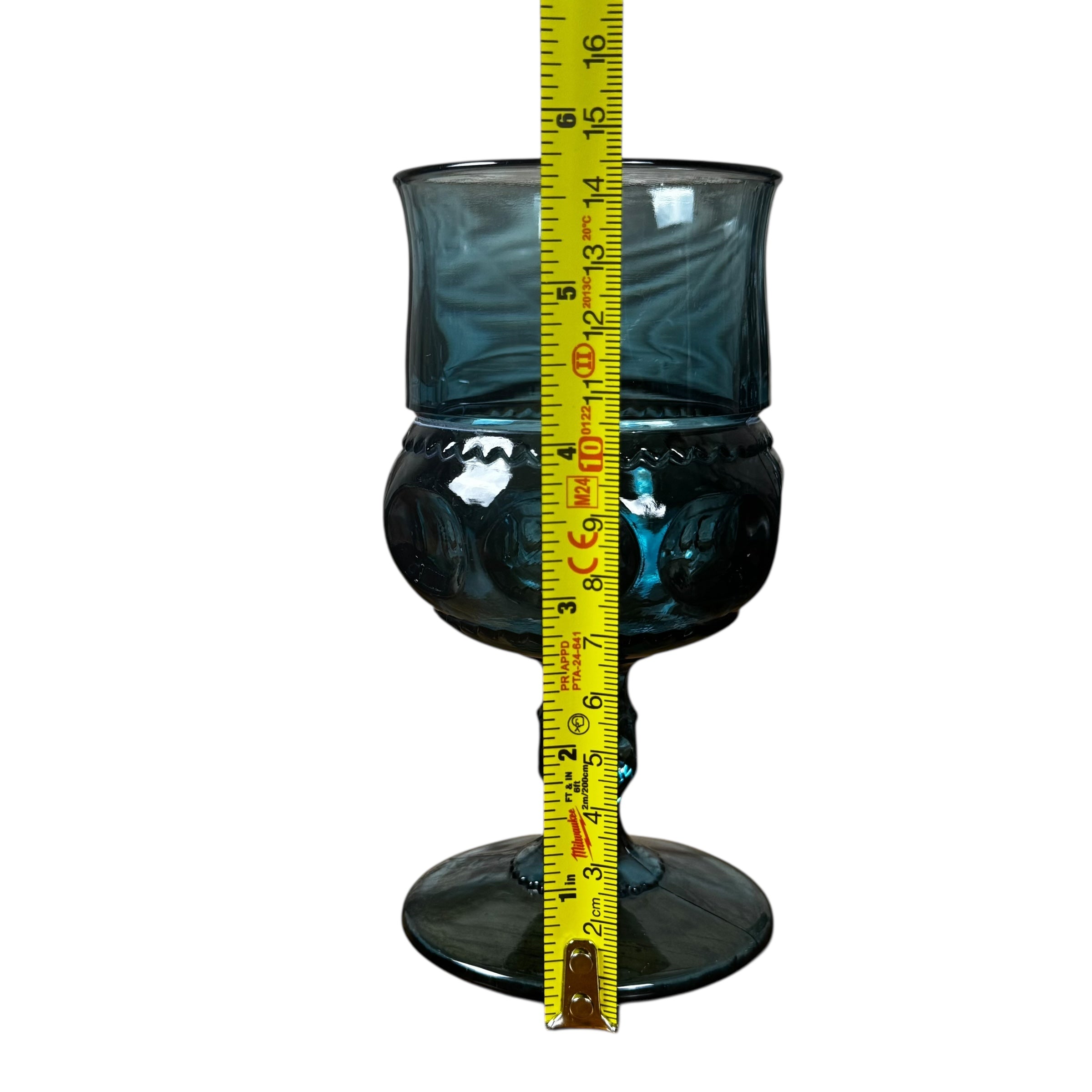 UV reactive blue glass goblet set collectible