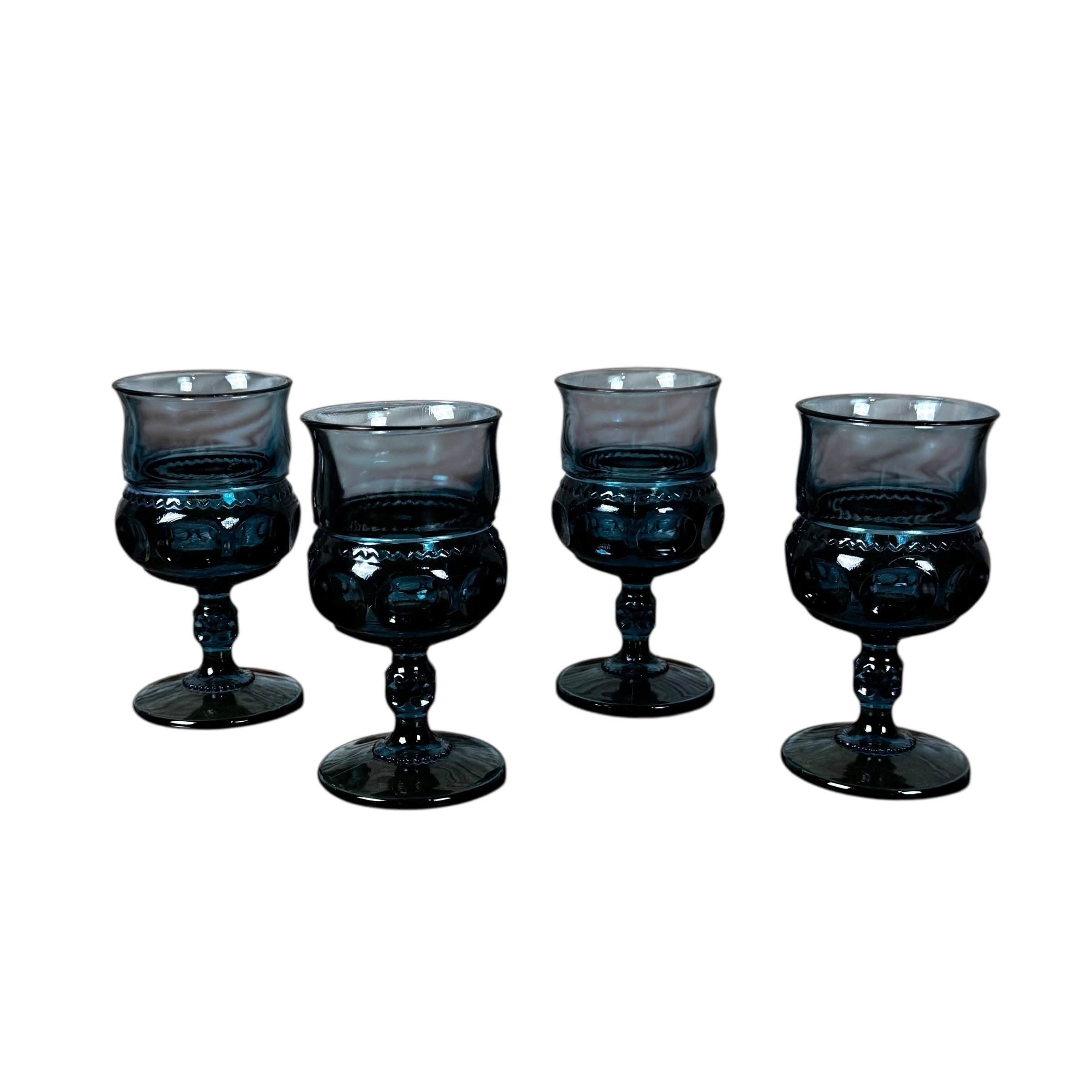 Blue footed goblets mid century barware set of four