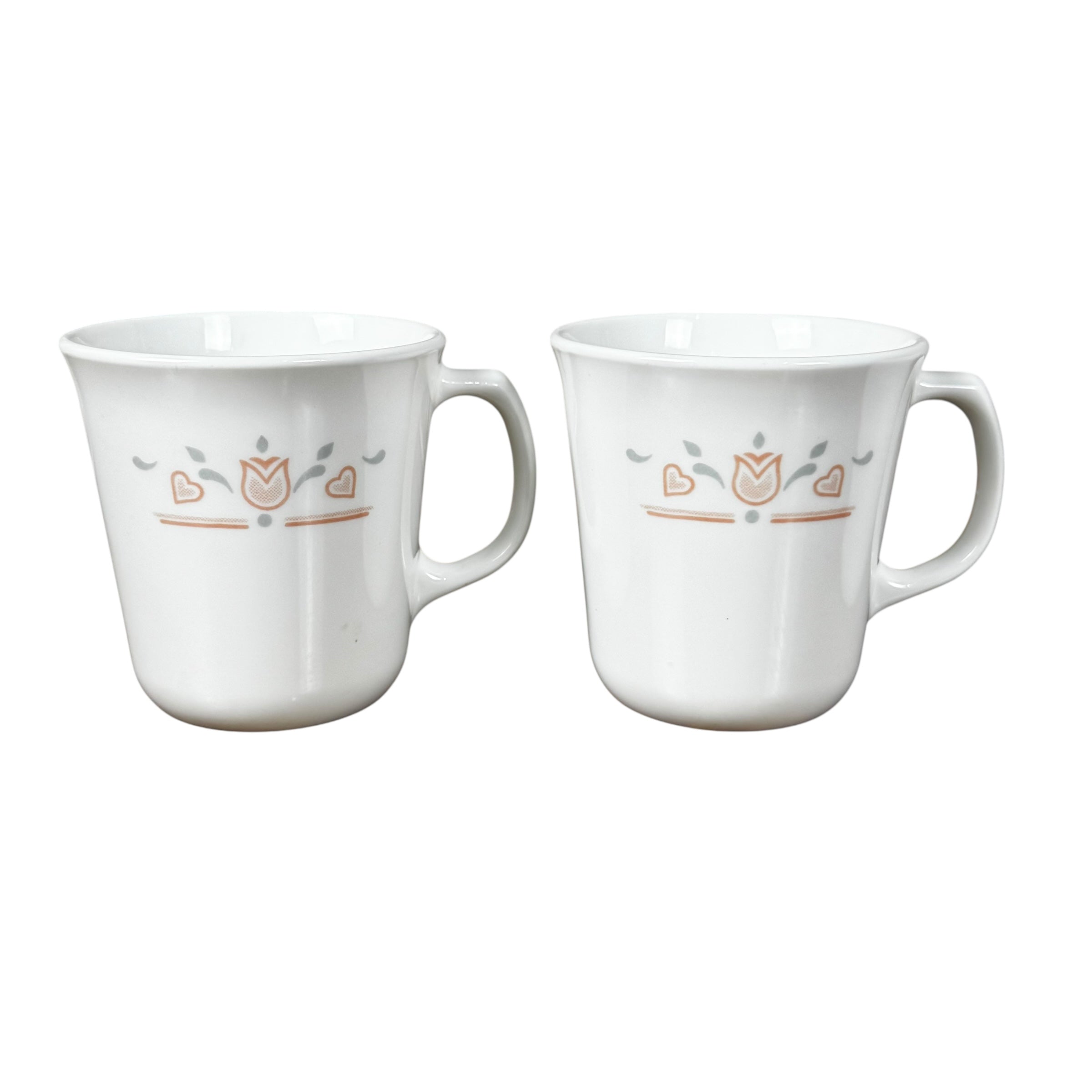 Vintage Corelle coffee mugs set minimalist floral design