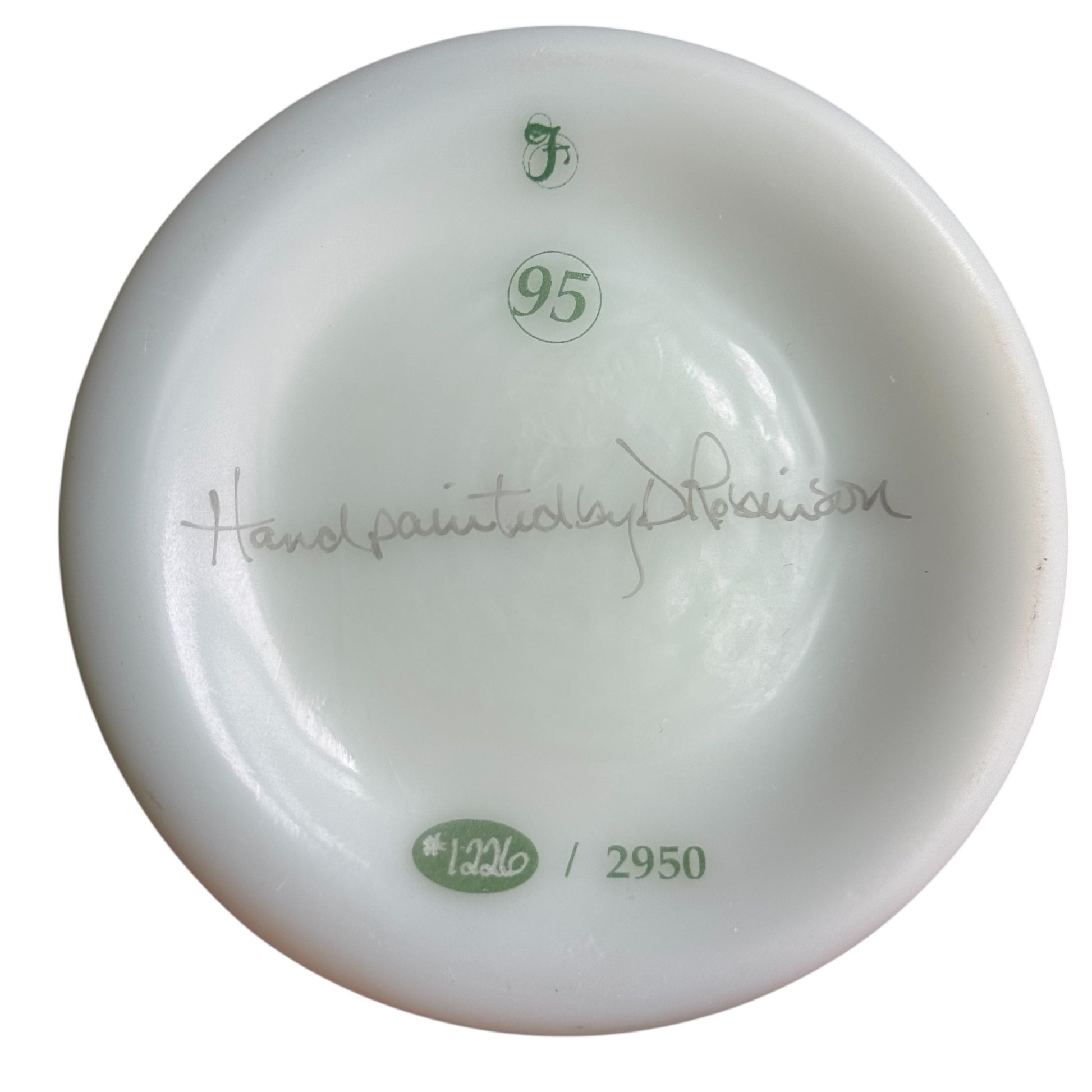 Hand-painted Fenton Lotus Mist centerpiece vase with ruffled edges