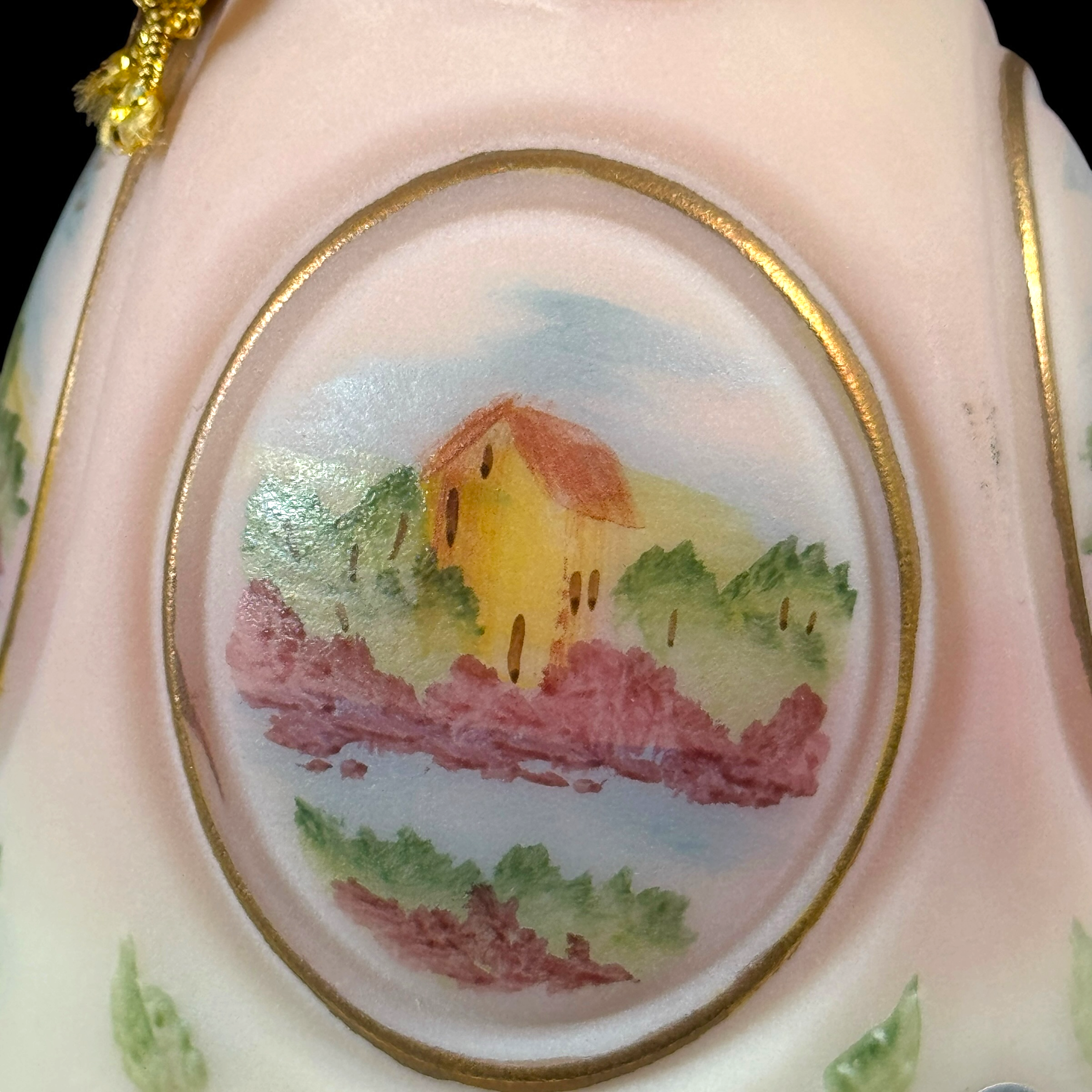 Fenton Rose Medallion bell featuring landscape medallions