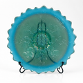 Fenton Holly Celeste teal opalescent cabinet plate