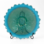 Fenton Holly Celeste teal opalescent cabinet plate
