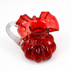 Vintage Fenton cranberry glass pitcher with ruffled rim