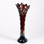 Vintage Fenton April Showers amethyst carnival glass swung vase