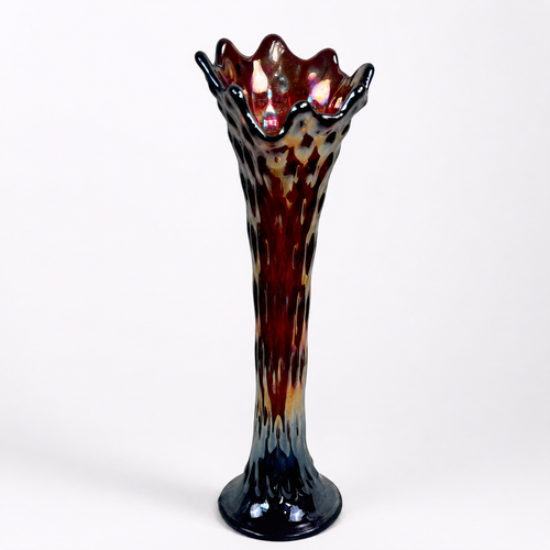 Vintage Fenton April Showers amethyst carnival glass swung vase